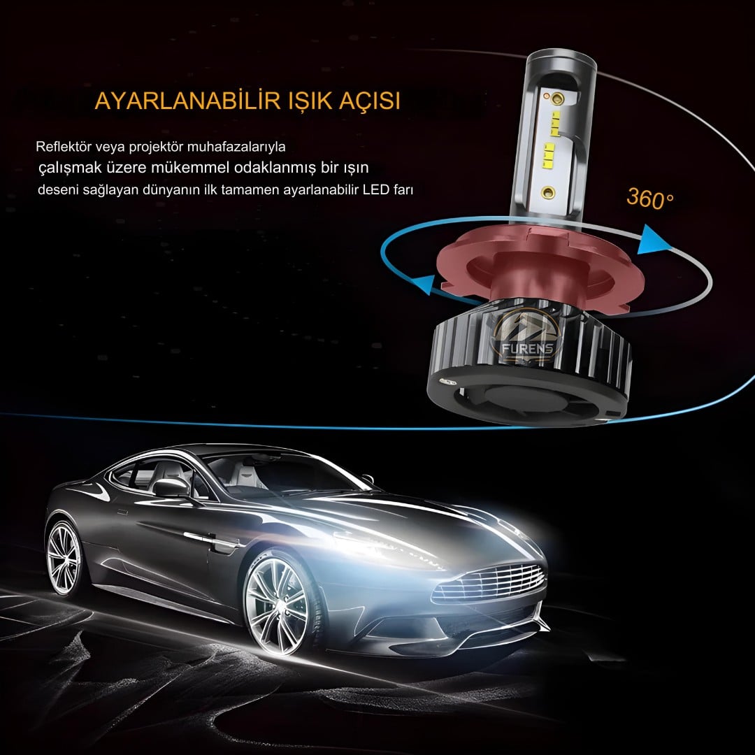 Ford Connect 2002-2013 Uzun - Kısa Far Uyumlu Şimşek Etkili Led Xenon Premium Series H4