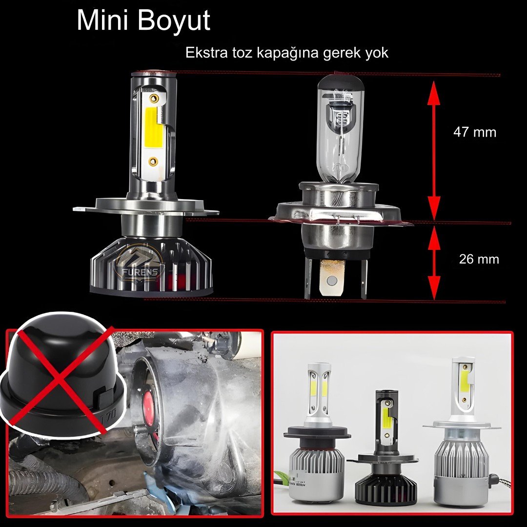 Ford Connect 2002-2013 Uzun - Kısa Far Uyumlu Şimşek Etkili Led Xenon Pro Series H4