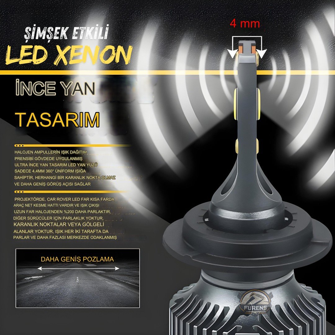 Ford Connect 2002-2013 Uzun - Kısa Far Uyumlu Şimşek Etkili Led Xenon Premium Series H4