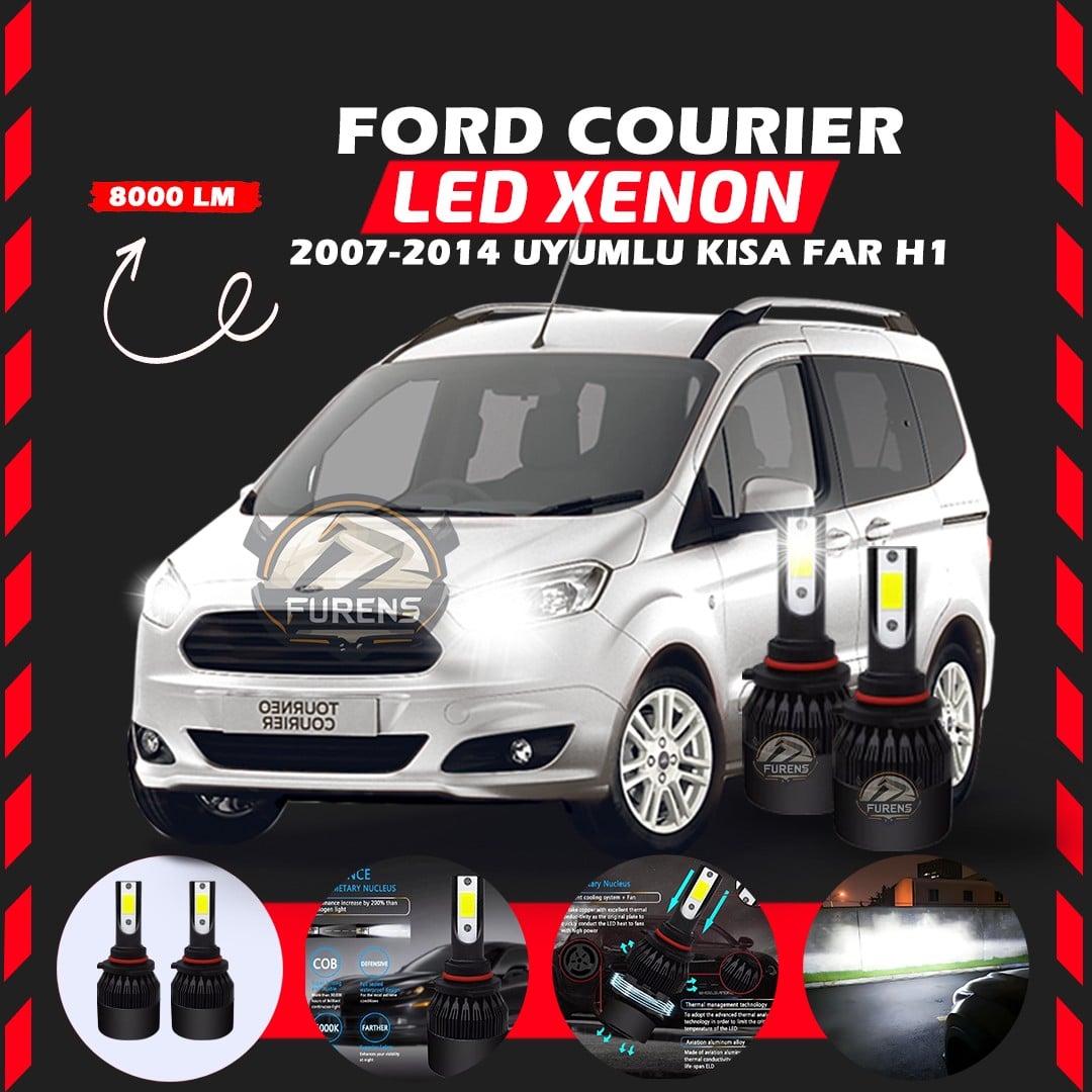 Ford Courier 2007-2014 Kısa Far Uyumlu Şimşek Etkili Led Xenon Light Series H1