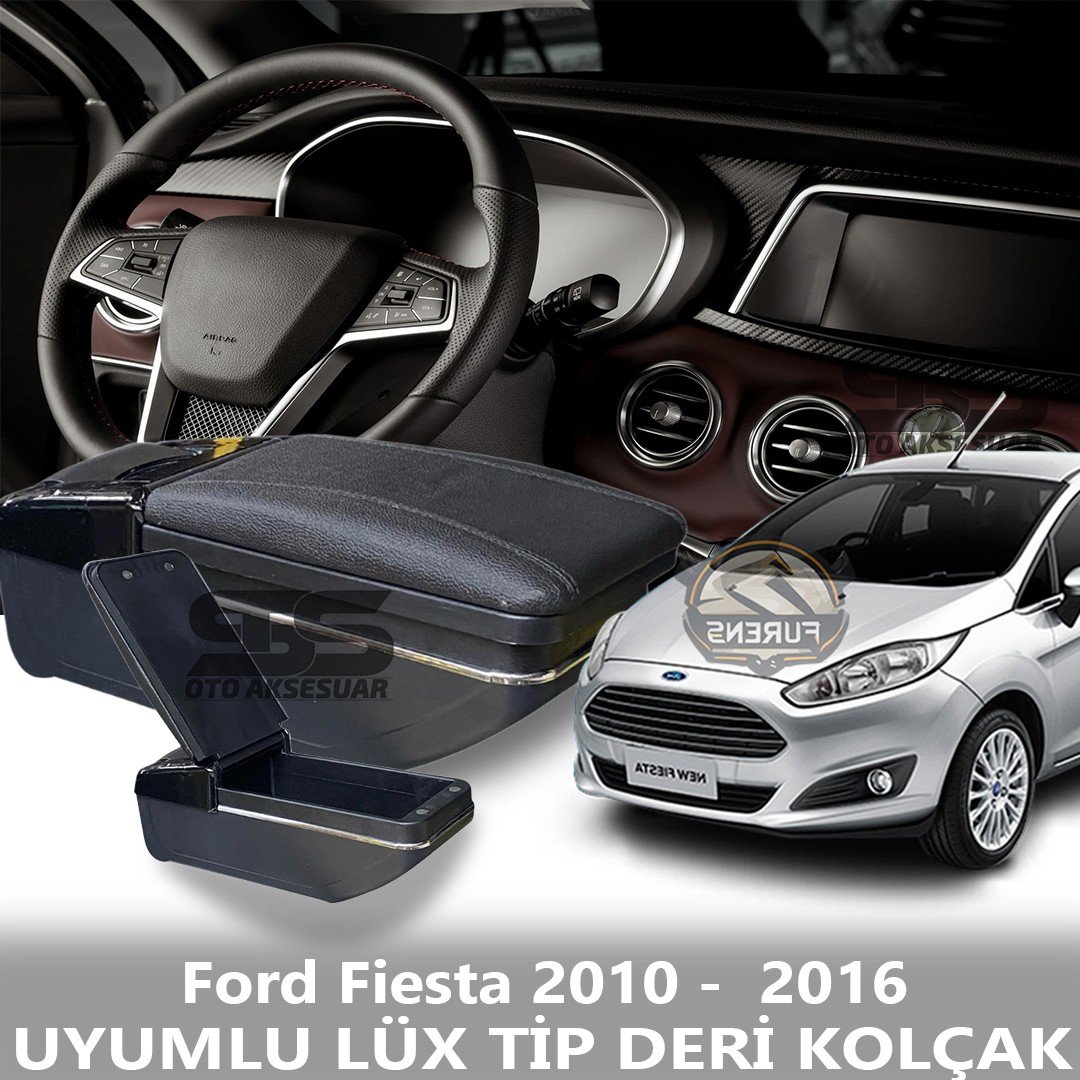 Ford Fiesta 2010 -  2016 Uyumlu Premium  Deri Kol Dayama Kolçak Lüx Tip 
