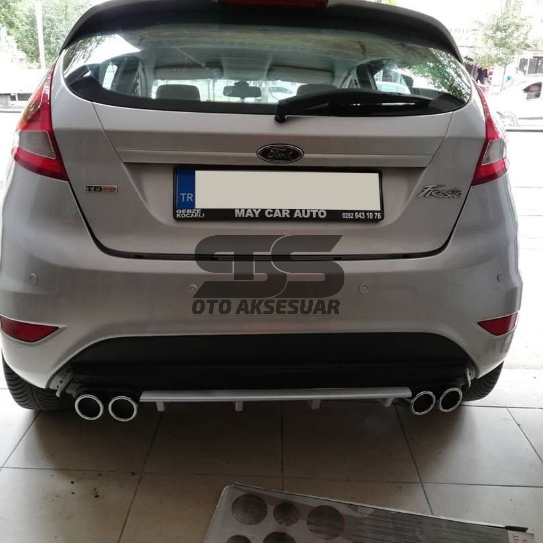 Ford Fiesta Mk7 Difüzör Arka Tampon Eki 4 Egzoz Çıkışlı Gri Lüx Tip