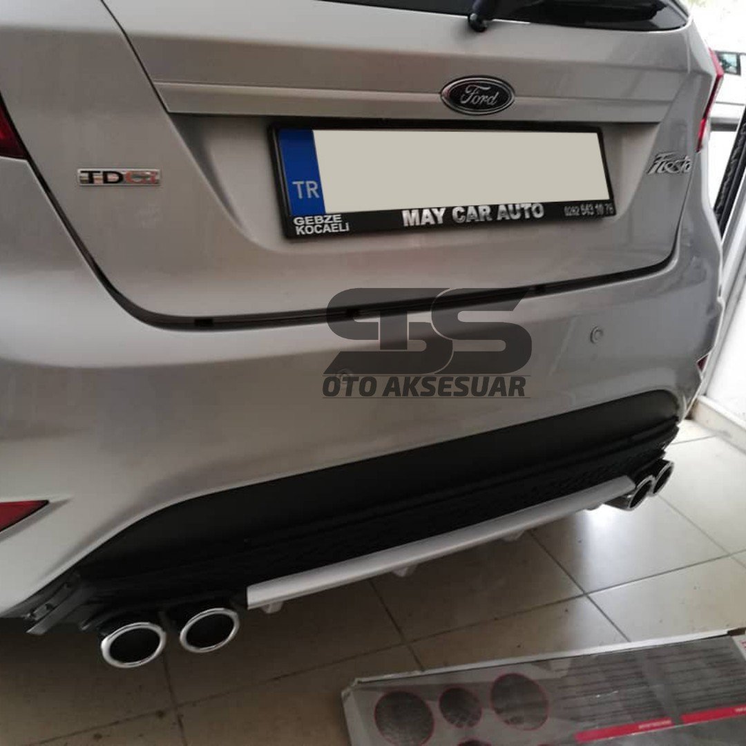 Ford Fiesta Mk7 Difüzör Arka Tampon Eki 4 Egzoz Çıkışlı Gri Lüx Tip