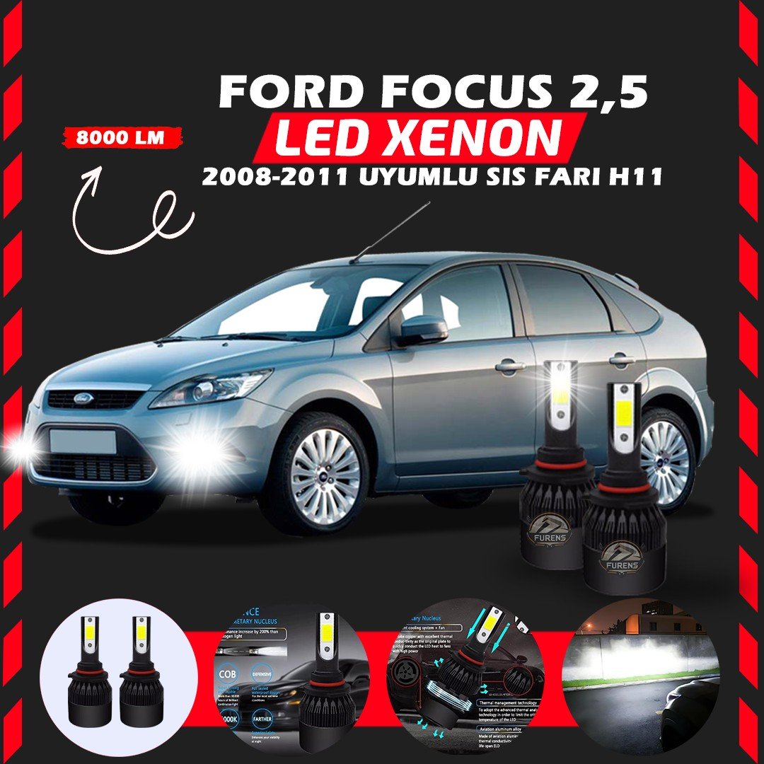 Ford Focus 2.5 2008-2011 Sis Farı Uyumlu Şimşek Etkili Led Xenon Light Series H11