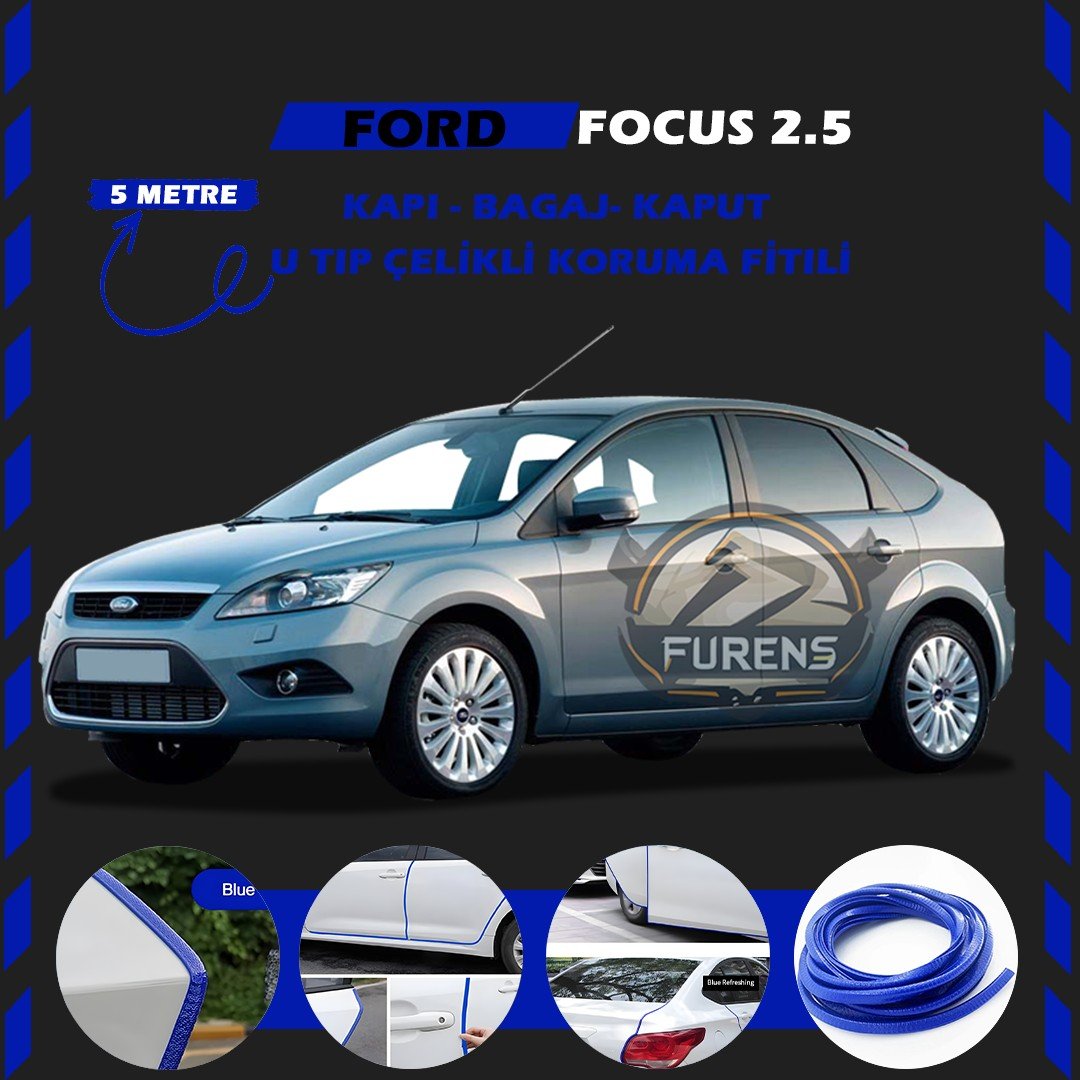 Ford Focus 2.5 Oto Araç Kapı Koruma Fitili 5metre Parlak Mavi Renk
