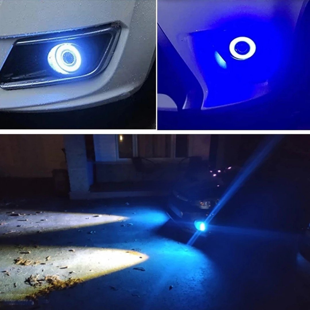 Ford Focus 2 Uyumlu, Universal Mercekli Led Angel Sis Farı, 76mm Buz Mavi Renk