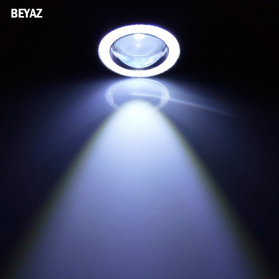 Ford Focus 2,5 Uyumlu, Universal Mercekli Led Angel Sis Farı, 76mm Beyaz Renk