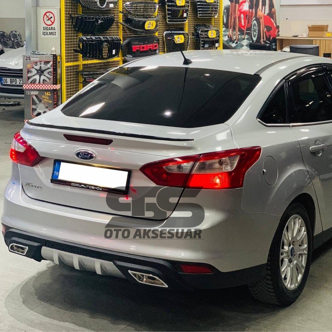 Ford Focus 3 Difüzör Arka Tampon Eki 2 Egzoz Çıkışlı Gri