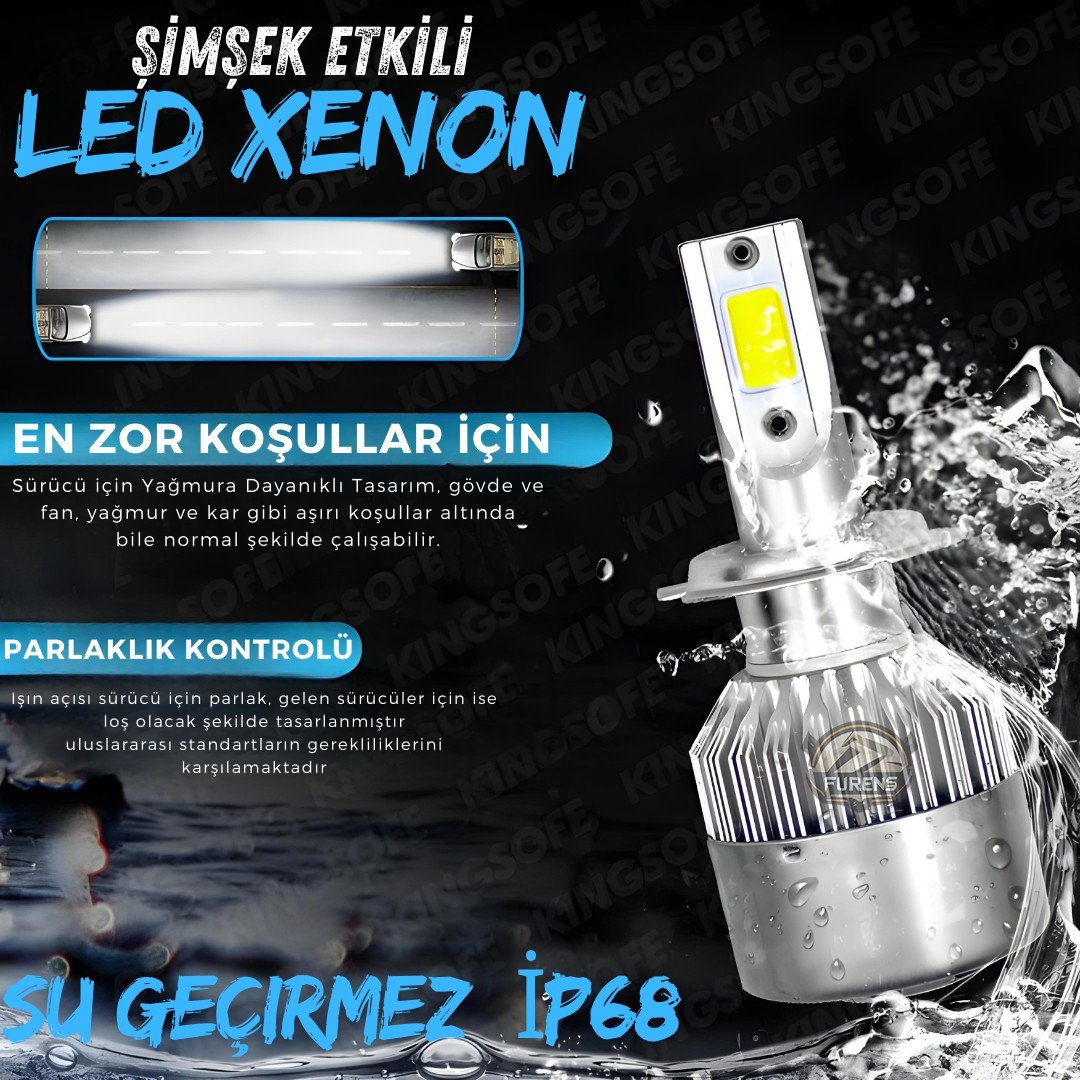 Ford Focus 3.5 2014-2018 Kısa Far Uyumlu Şimşek Etkili Led Xenon Performance Series H7