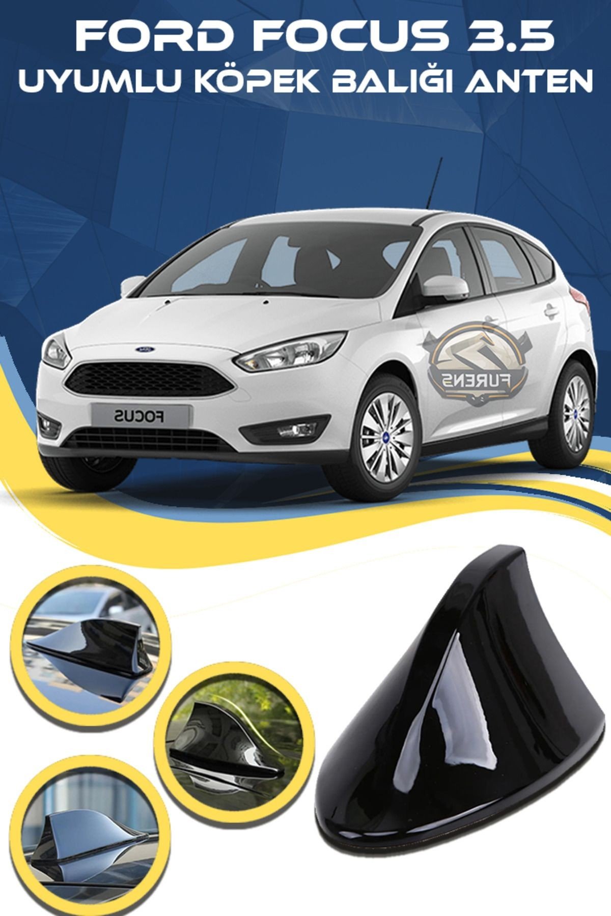 Ford Focus 3.5 Uyumlu Oto Balık Sırtı Anten Elektrikli Köpekbalığı Balina Tavan Anteni