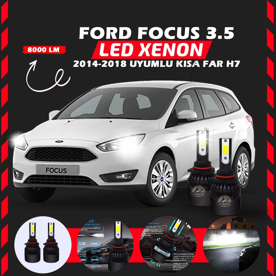 Ford Focus 3.5 2014-2018 Kısa Far Uyumlu Şimşek Etkili Led Xenon Light Series H7