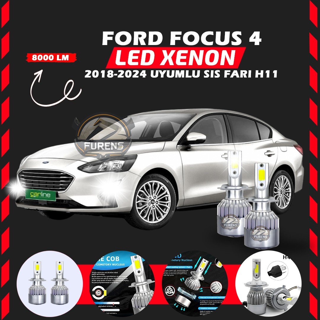 Ford Focus 4 2018-2024 Sis Farı Uyumlu Şimşek Etkili Led Xenon Performance Series H11