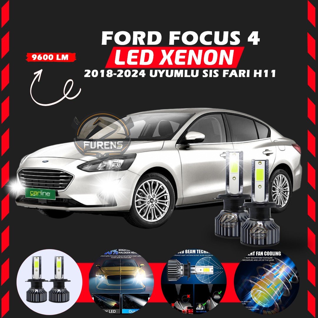 Ford Focus 4 2018-2024 Sis Farı Uyumlu Şimşek Etkili Led Xenon Pro Series H11