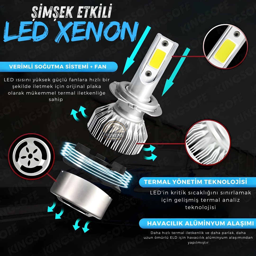 Ford Mondeo MK4 2007-2014 Kısa Far Uyumlu Şimşek Etkili Led Xenon Performance Series H7