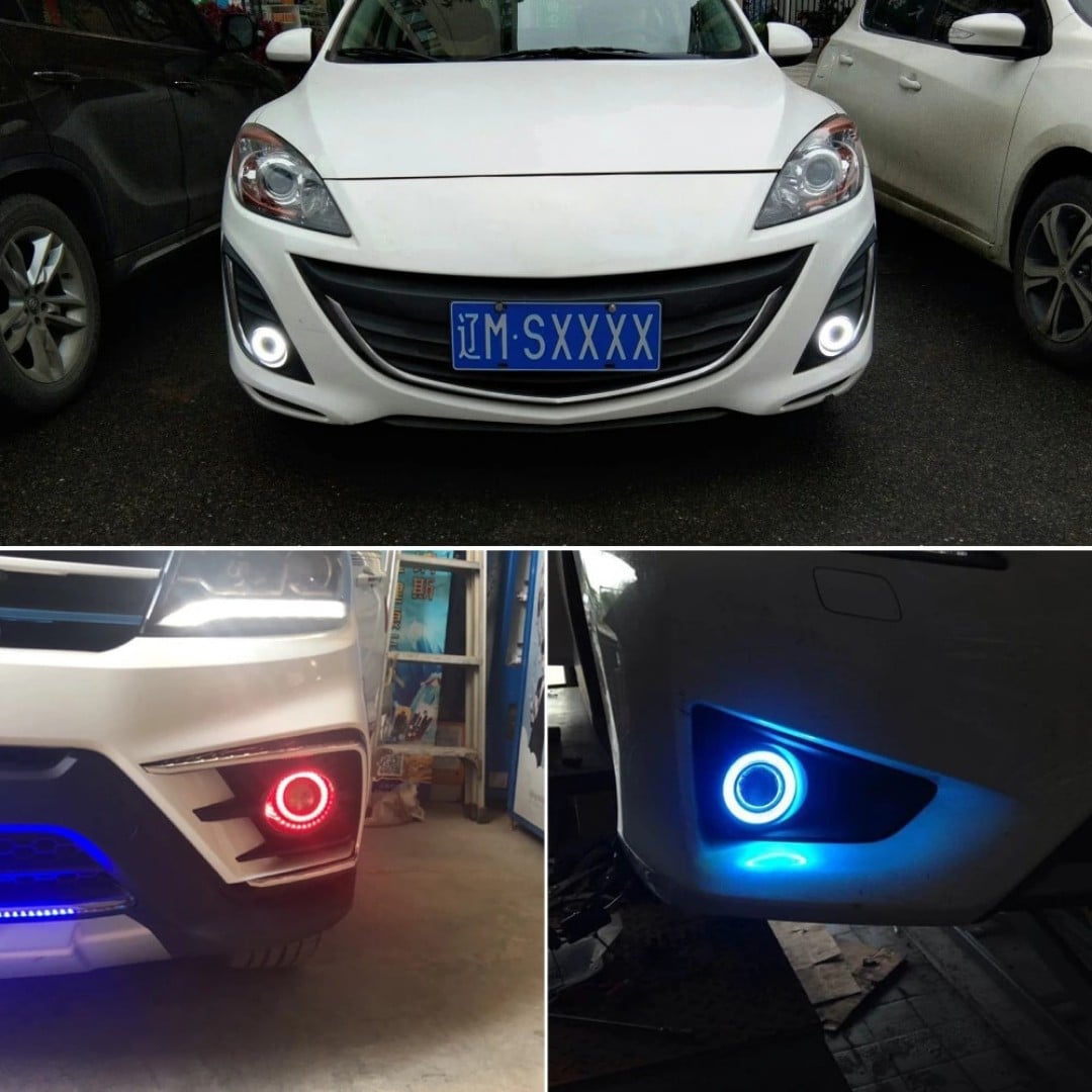 Ford Transit Connect Uyumlu, Universal Mercekli Led Angel Sis Farı, 76mm Turuncu Renk