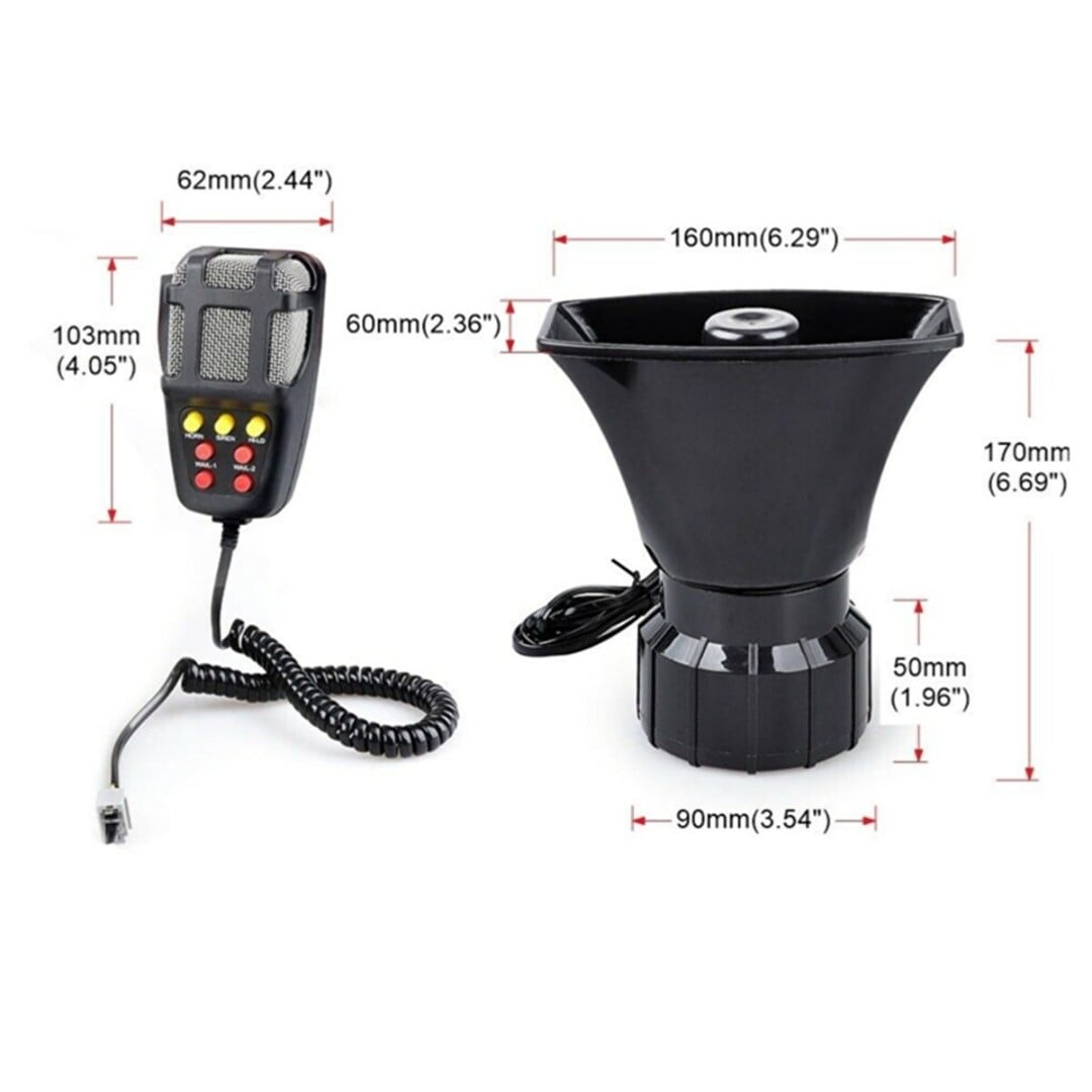 Her Araca Uyumlu Universal 7 Sesli Polis Sireni Konuşmalı Mikrofonlu