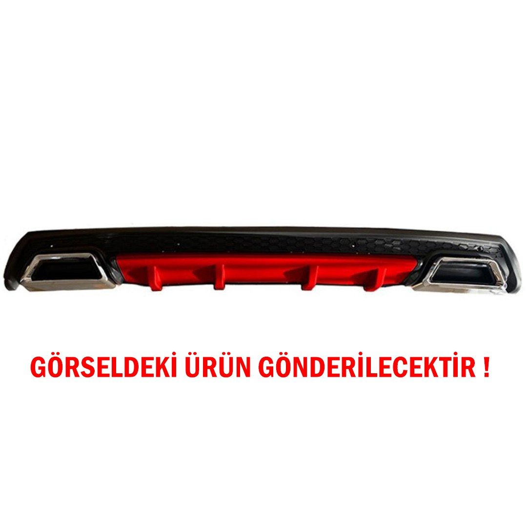 Hyundai Accent Admire Difüzör Arka Tampon Eki 2 Egzoz Çıkışlı Kırmızı Lüx Tip