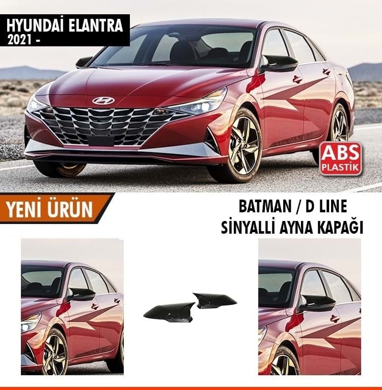 Hyundai Elantra Sinyalli Batman Yarasa Ayna Kapağı Piano Black 2021 Sonrası