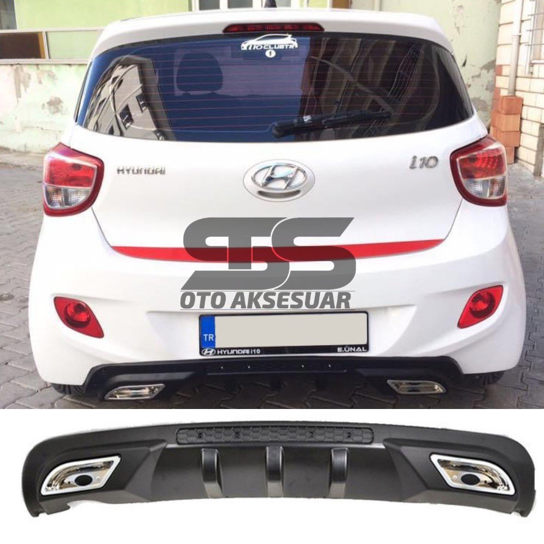 Hyundai i10 Difüzör Arka Tampon Eki 2 Egzoz Çıkışlı Siyah