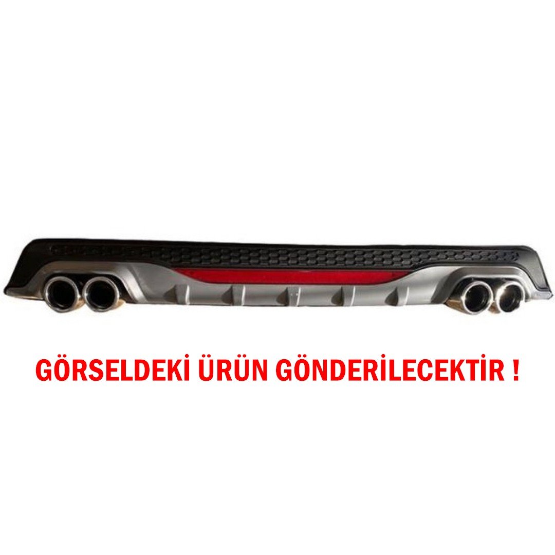 Hyundai i20 Difüzör Arka Tampon Eki 4 Egzoz Çıkışlı Gri Reflektörlü