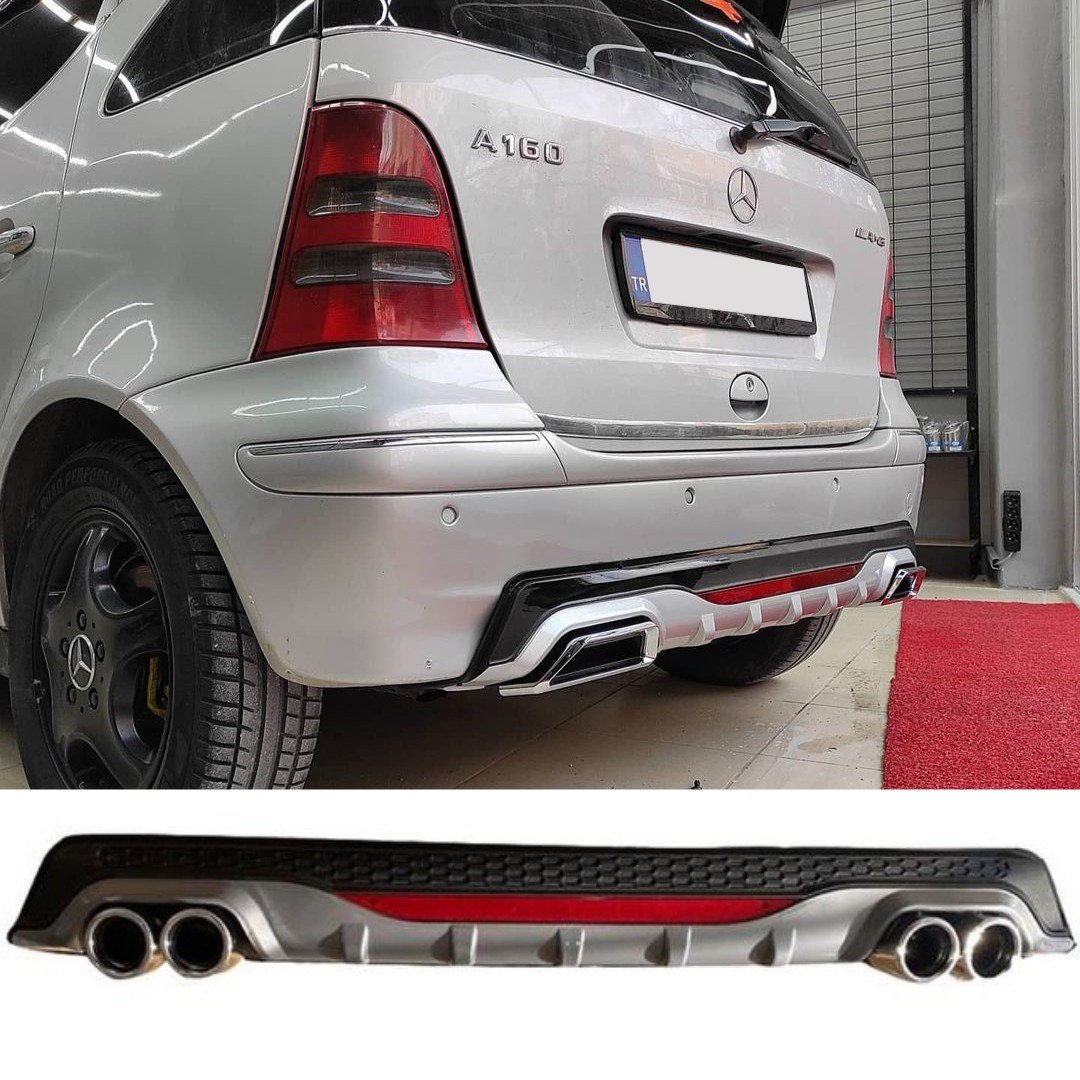 Mercedes A160 Difüzör Arka Tampon Eki 4 Egzoz Çıkışlı Gri Siyah