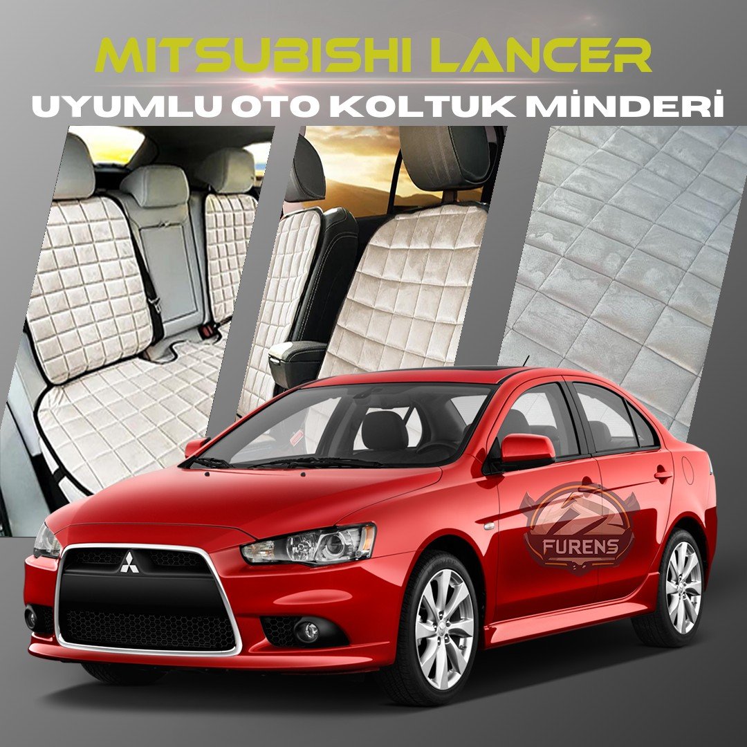 Mitsubishi Lancer Bej Renk Tay Tüyü Cepli & Terletmez Sırtlı Oto Koltuk Minder Seti - Koltuk Koruma Kılıfı (ÖN & ARKA TAM SET)