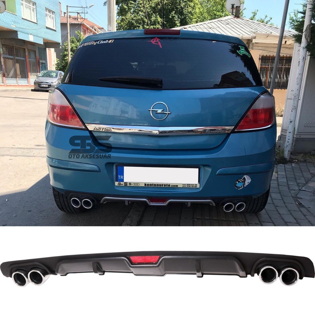Opel Astra H Difüzör Arka Tampon Eki 4 Egzoz Çıkışlı Siyah