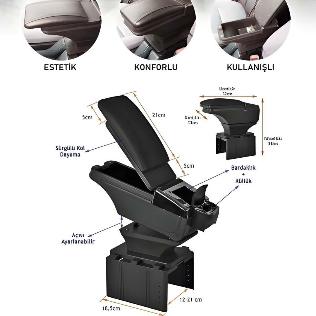 Opel  Combo C 2002 - 2010 Uyumlu Premium  Deri Kol Dayama Kolçak Lüx Tip