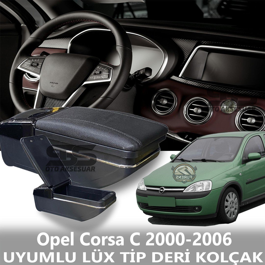 Opel Corsa C 2000-2006 Uyumlu Premium  Deri Kol Dayama Kolçak Lüx Tip 