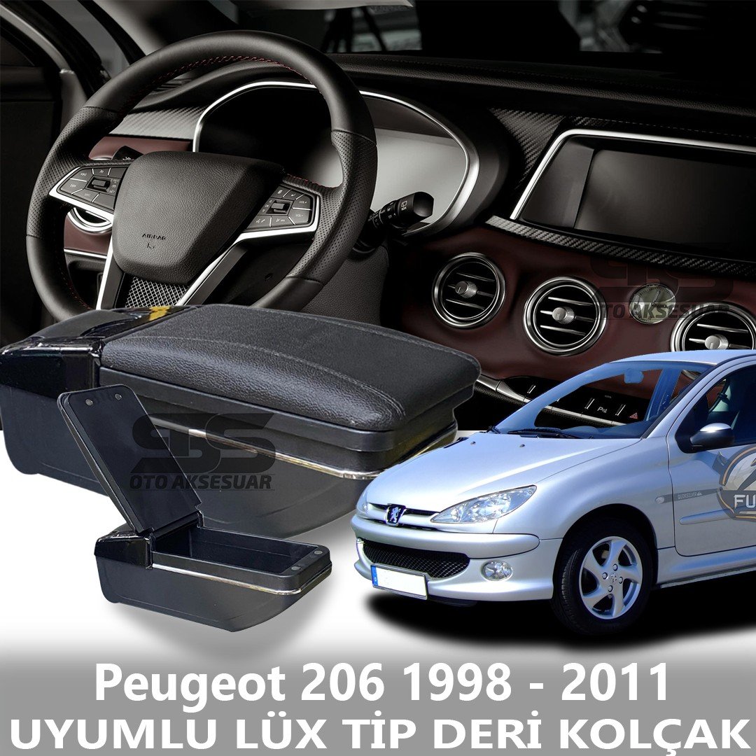 Peugeot 206 1998 - 2011 Uyumlu Premium  Deri Kol Dayama Kolçak Lüx Tip 