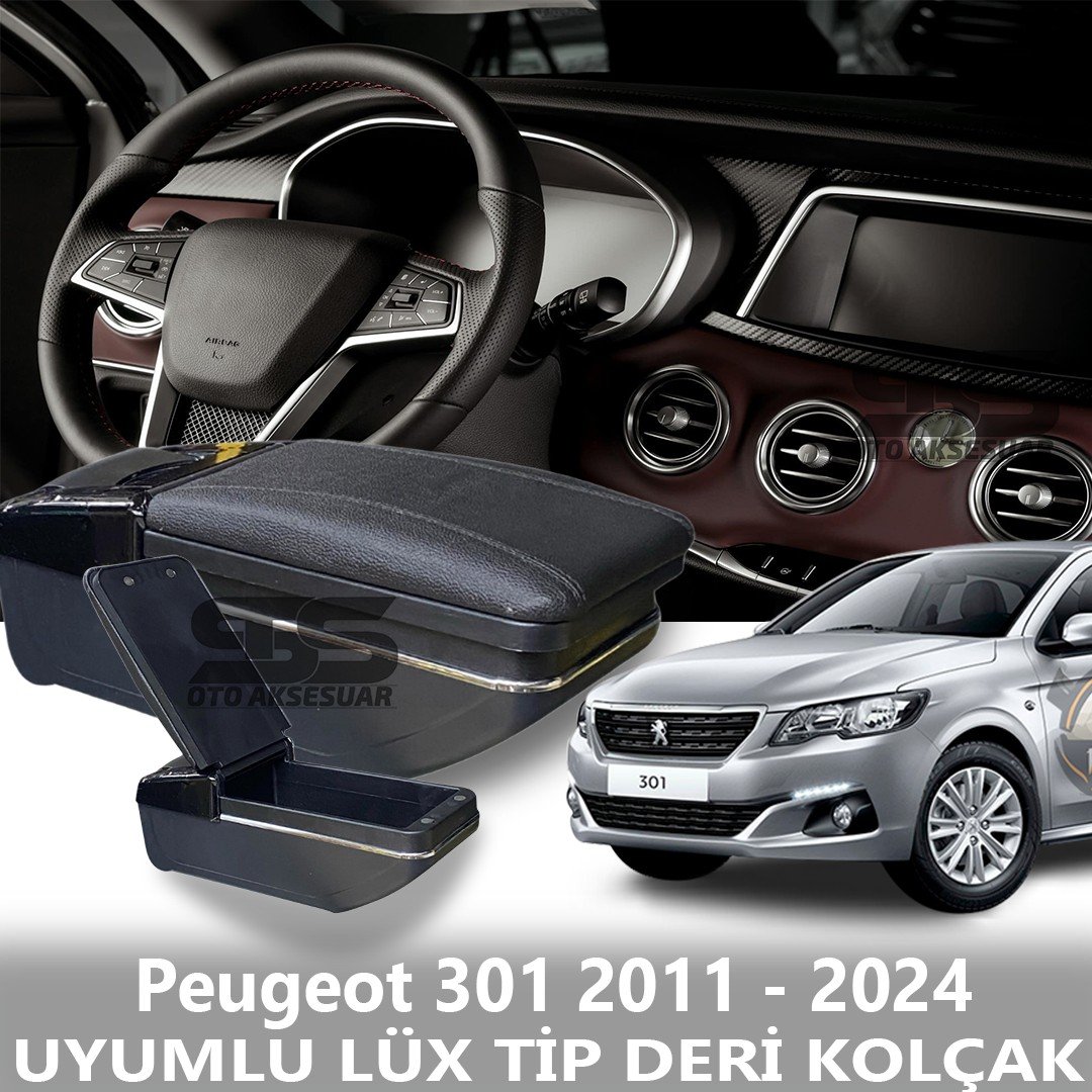 Peugeot 301 2011 - 2024 Uyumlu Premium  Deri Kol Dayama Kolçak Lüx Tip 