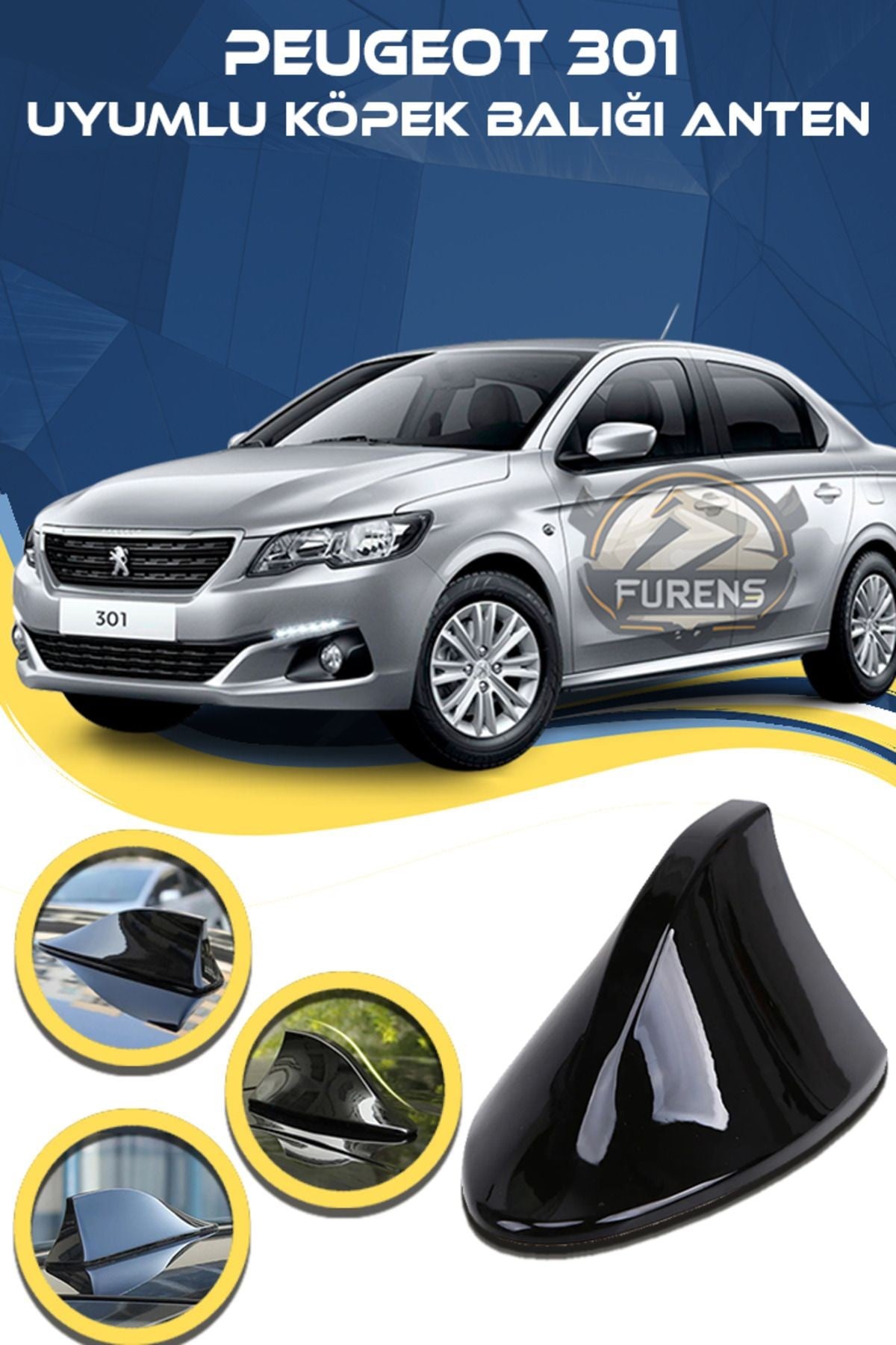 Peugeot 301 Uyumlu Oto Balık Sırtı Anten Elektrikli Köpekbalığı Balina Tavan Anteni