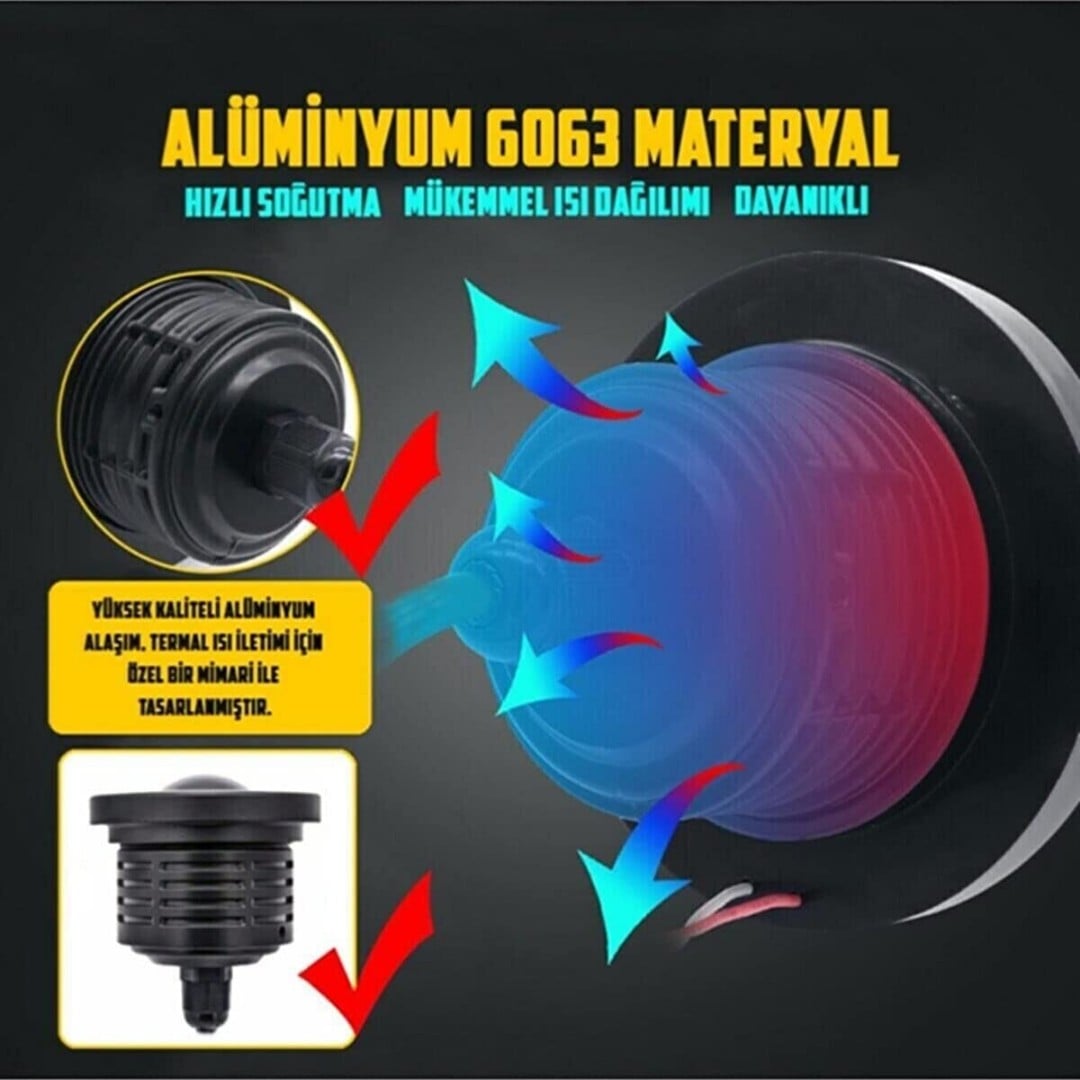 Peugeot 301 Uyumlu, Universal Mercekli Led Angel Sis Farı, 76mm Kırmızı Renk