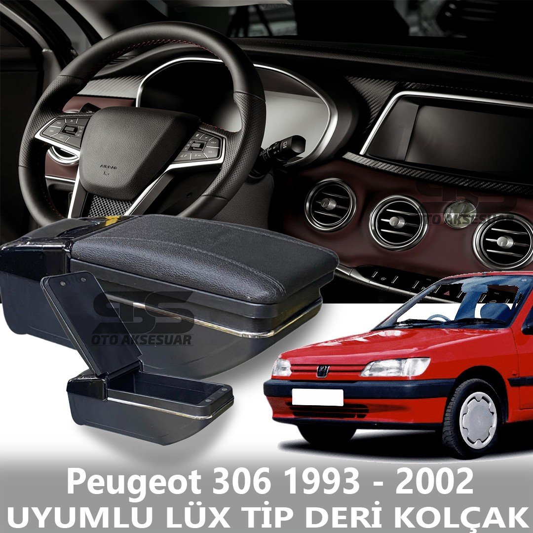 Peugeot 306 1993 - 2002 Uyumlu Premium  Deri Kol Dayama Kolçak Lüx Tip 