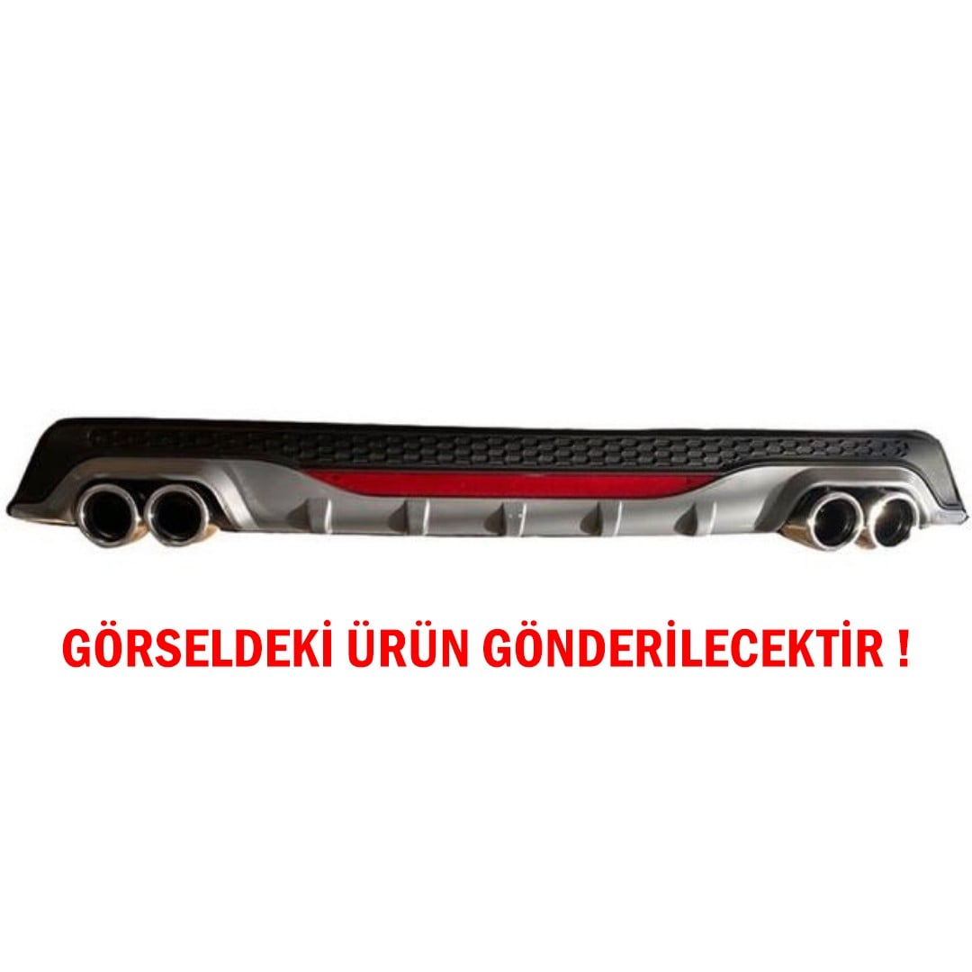 Peugeot 407 Difüzör Arka Tampon Eki 4 Egzoz Çıkışlı Gri Reflektörlü