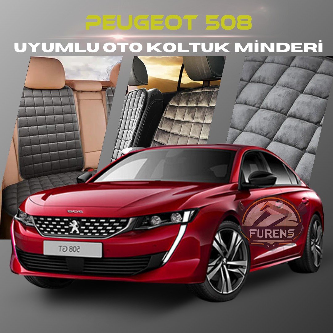 Peugeot 508 Antrasit Renk Tay Tüyü Cepli & Terletmez Sırtlı Oto Koltuk Minder Seti - Koltuk Koruma Kılıfı (ÖN & ARKA TAM SET)