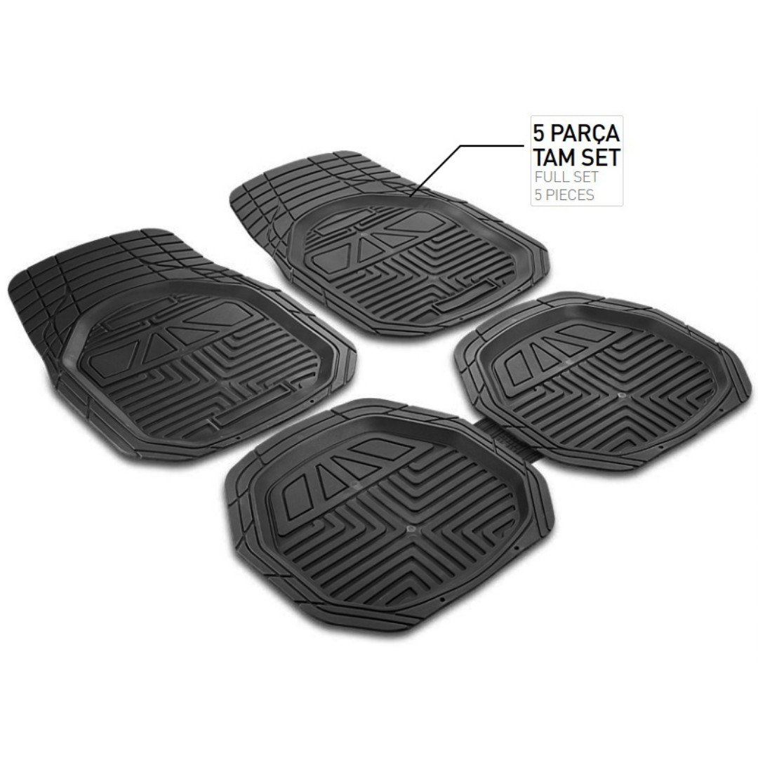 Promats 4d Havuzlu Paspas Siyah 5 Parça Üniversal Tüm Araçlar Için Uyumlu