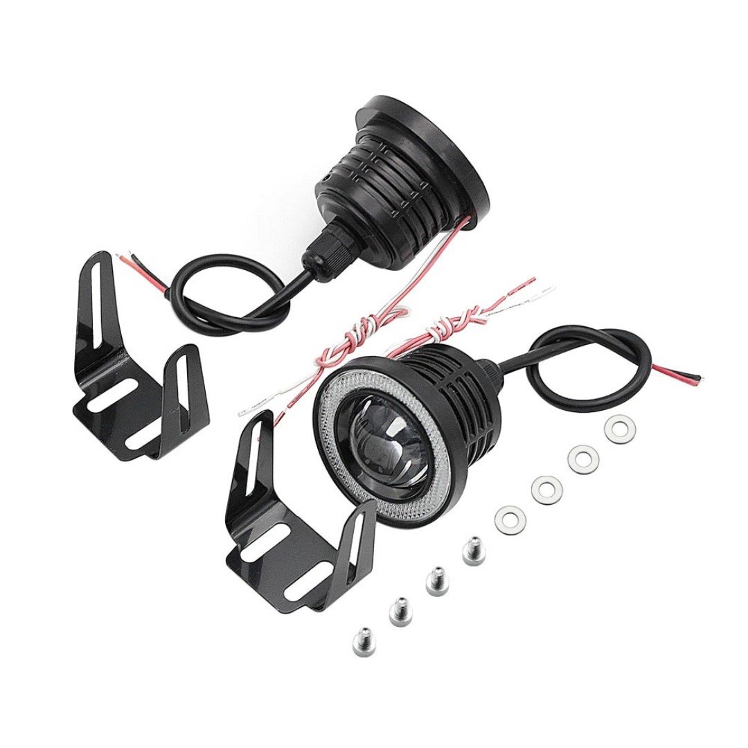 Renault Clio 4 Uyumlu, Universal Mercekli Led Angel Sis Farı, 76mm Buz Mavi Renk
