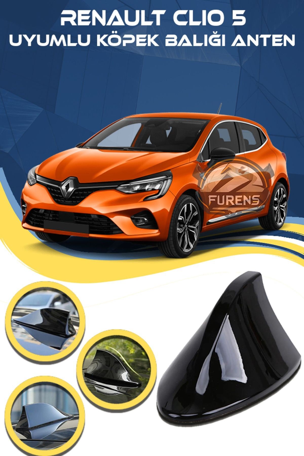 Renault Clio 5 Uyumlu Oto Balık Sırtı Anten Elektrikli Köpekbalığı Balina Tavan Anteni