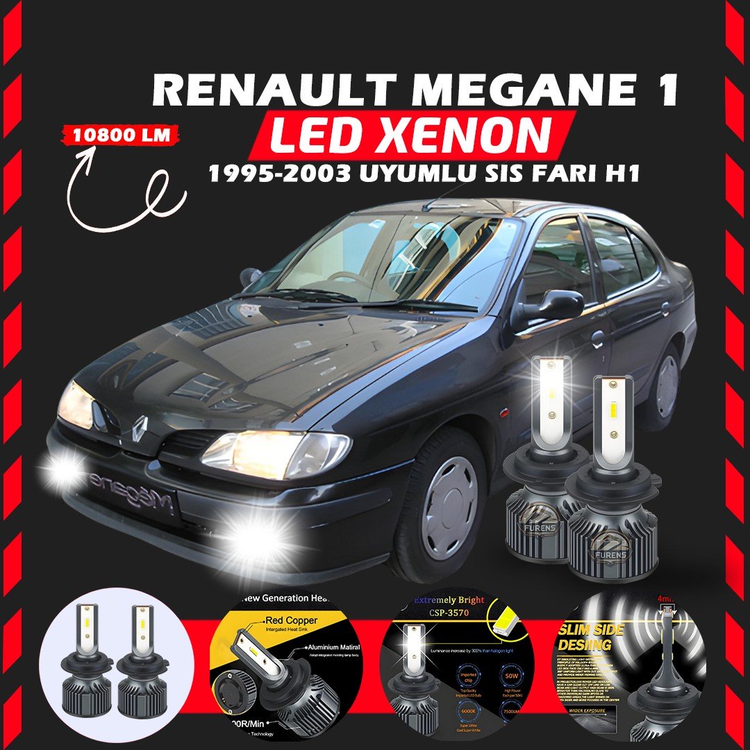 Renault Megane 1 1995-2003 Sis Farı Uyumlu Şimşek Etkili Led Xenon Premium Series H1