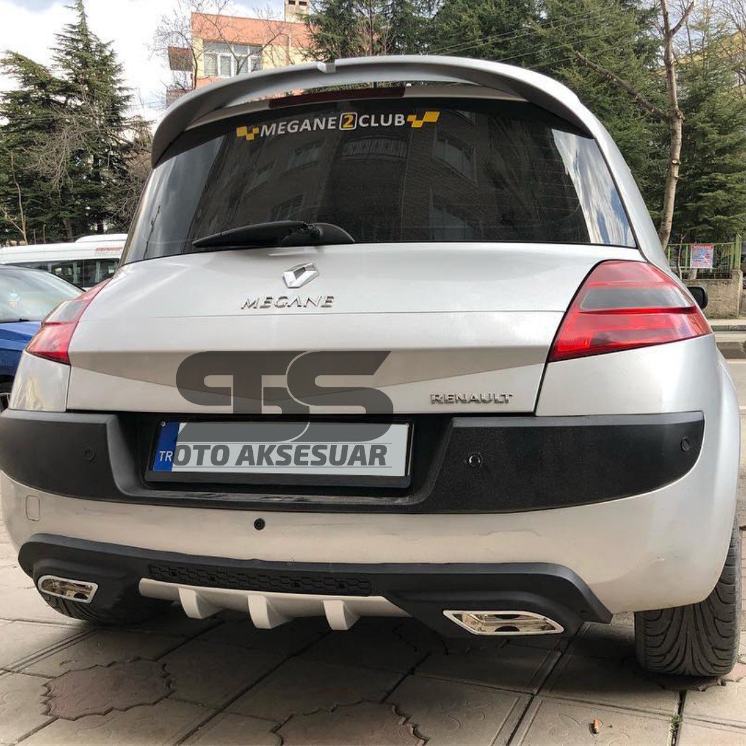 Renault Megane 2 HB Difüzör Arka Tampon Eki 2 Egzoz Çıkışlı Gri