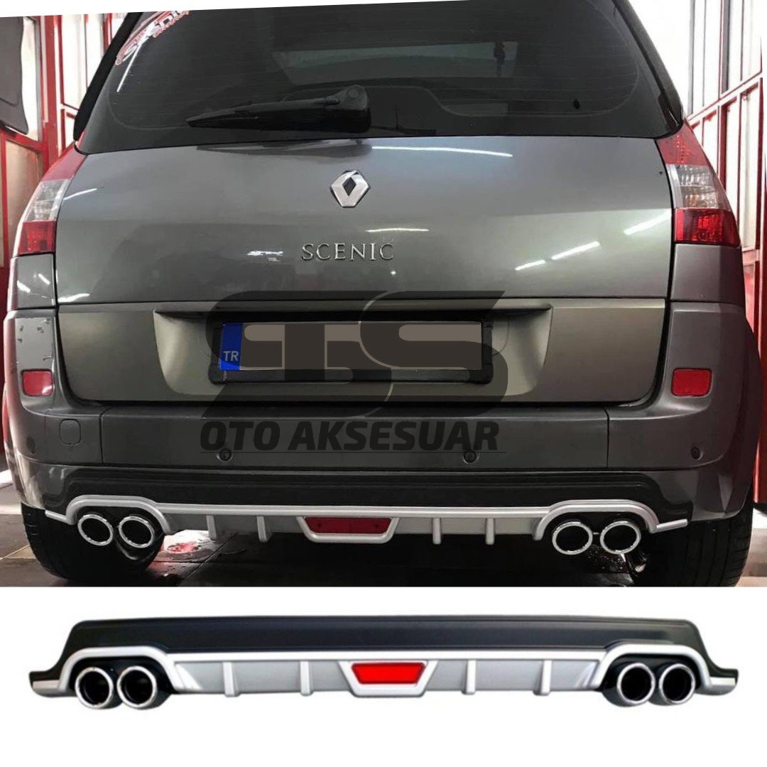 Renault Scenic Difüzör Arka Tampon Eki 4 Egzoz Çıkışlı Gri Tip