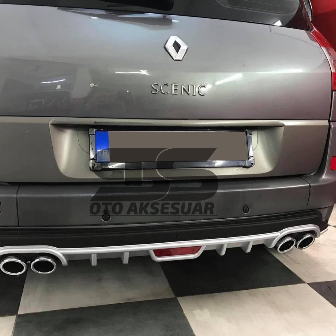 Renault Scenic Difüzör Arka Tampon Eki 4 Egzoz Çıkışlı Gri Tip