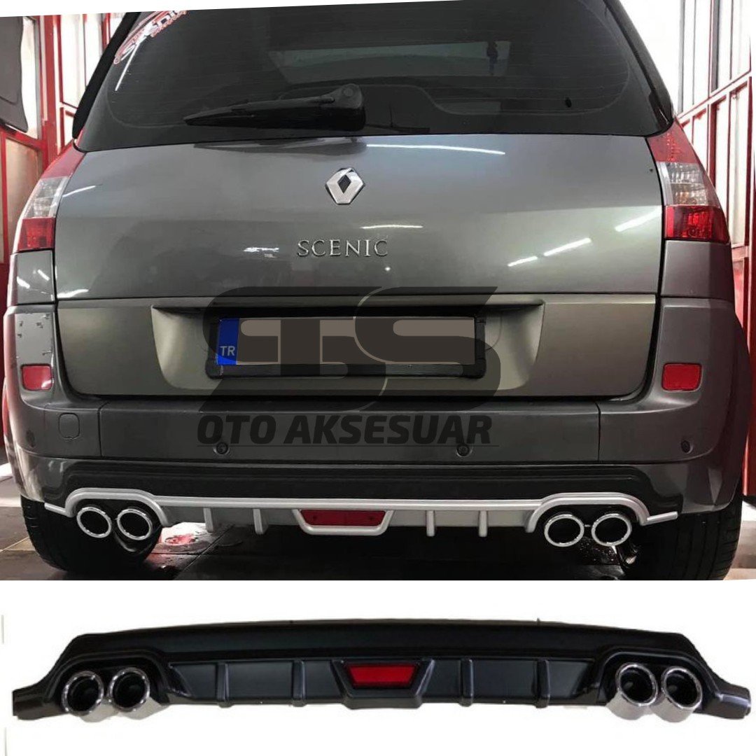Renault Scenic Difüzör Arka Tampon Eki 4 Egzoz Çıkışlı Siyah Tip