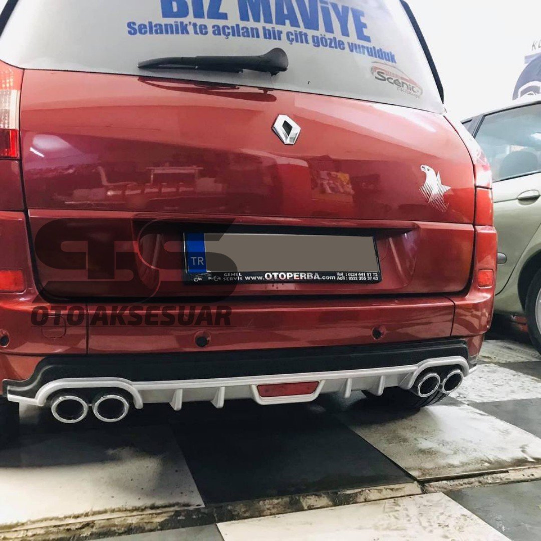 Renault Scenic Difüzör Arka Tampon Eki 4 Egzoz Çıkışlı Gri Tip