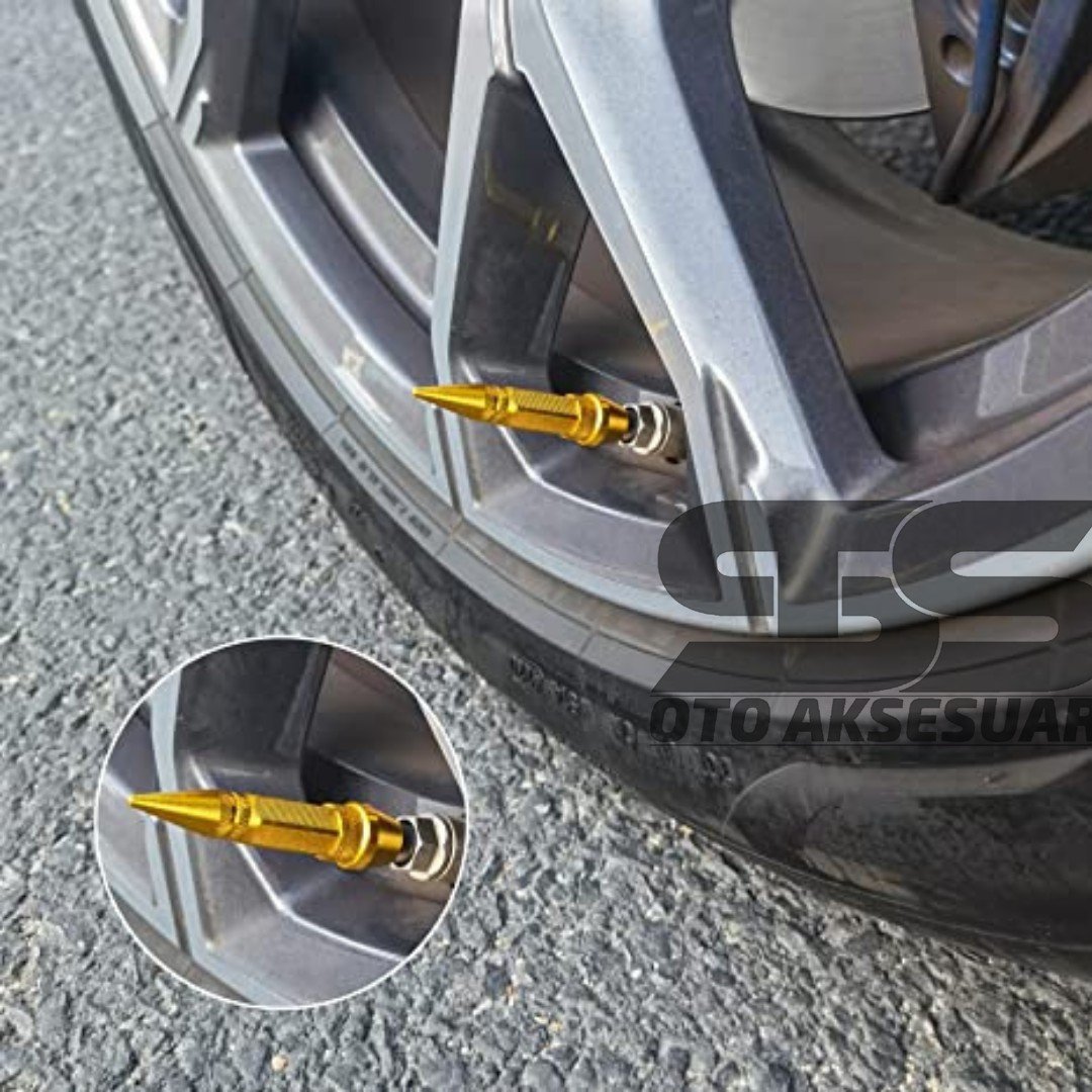 Sivri Mermi Metal Sibop Kapağı Gold Renk Araba, Motosiklet, Bisiklet 4'lü Set