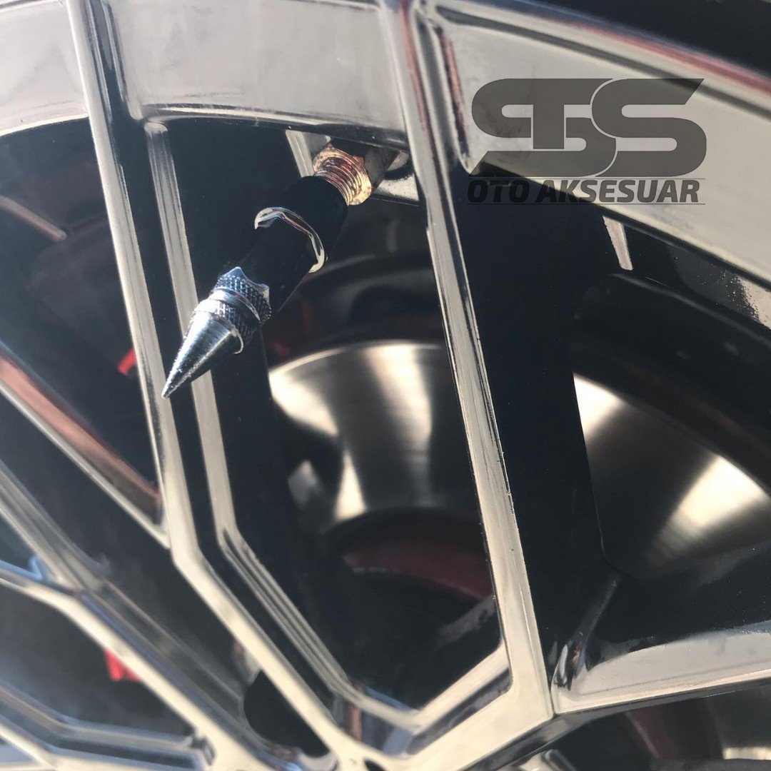 Sivri Mermi Metal Sibop Kapağı Siyah Renk Araba, Motosiklet, Bisiklet 4'lü Set