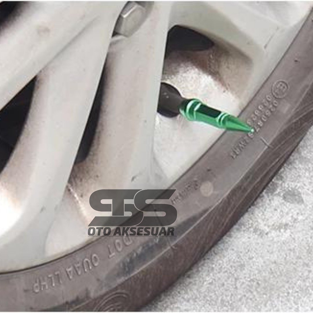 Sivri Mermi Metal Sibop Kapağı Yeşil Renk Araba, Motosiklet, Bisiklet 4'lü Set