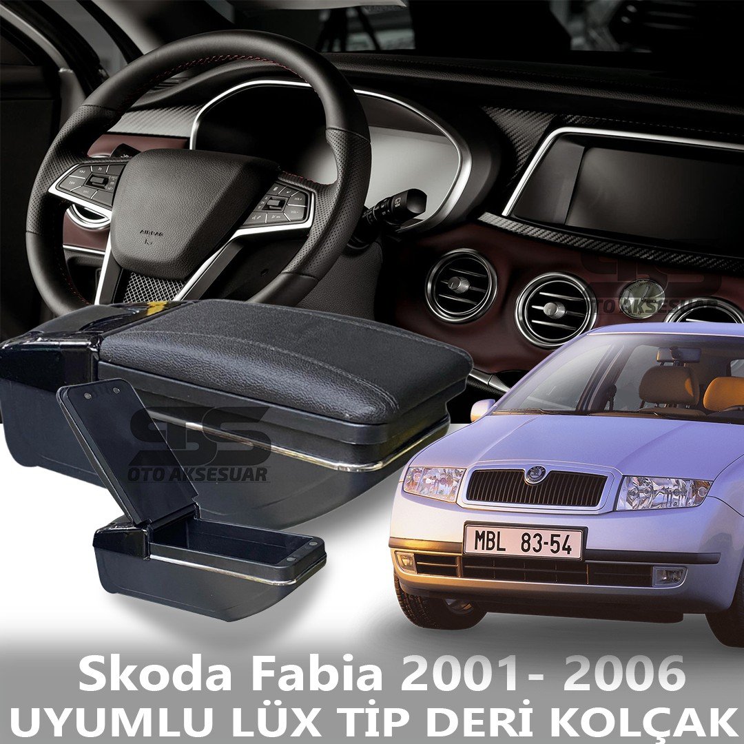 Skoda Fabia 2001- 2006 Uyumlu Premium  Deri Kol Dayama Kolçak Lüx Tip 