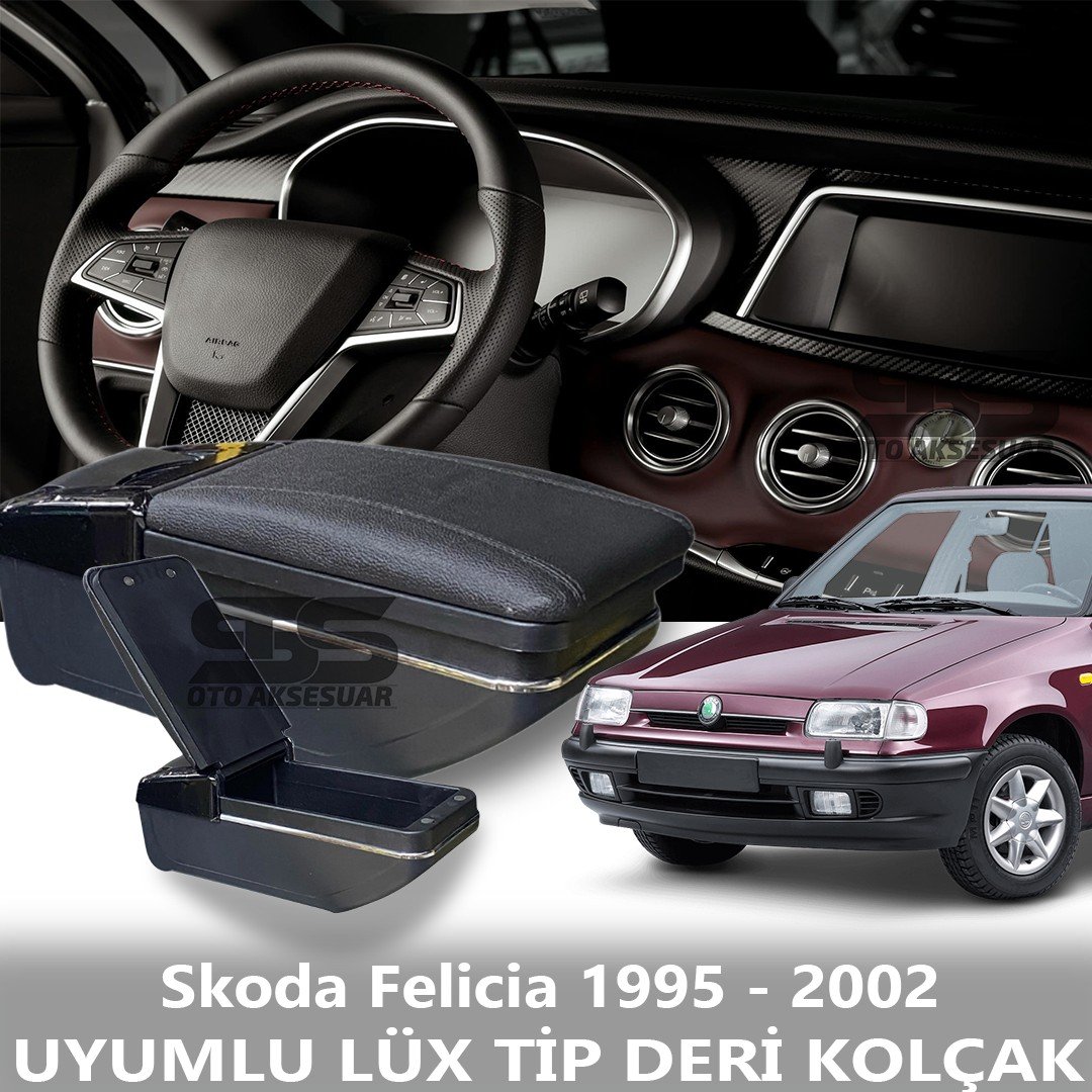 Skoda Felicia 1995 - 2002 Uyumlu Premium  Deri Kol Dayama Kolçak Lüx Tip 